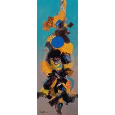 Zohaib Rind, 10 x 31 Inch, Acrylic on Paper, Abstract Painting, AC-ZR-329